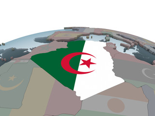 Algeria with flag on globe