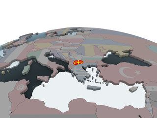 Macedonia with flag on globe