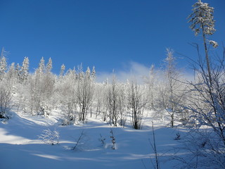 Winter in Krkonose mountains, winter scenery