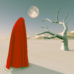 Red cloth figure in Desert Zen