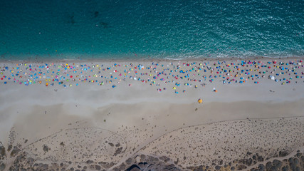 Aerial view of sandy beach line