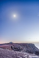 Fototapeta na wymiar Night photo with full moon near Famara, Lanzarote, Spain
