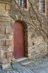 Braunfels, Germany – old, wooden castle door.