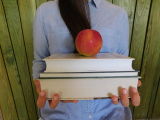 apple, book, education, school