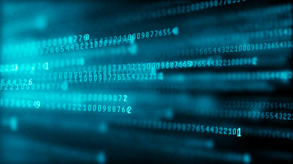 Binary code abstract technology background. Big data. Coding or hacker concept. Binary code. Computer techologies.