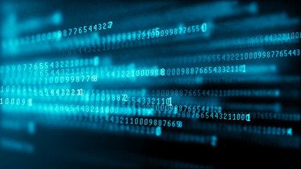 Binary code abstract technology background. Big data. Coding or hacker concept. Binary code. Computer techologies.