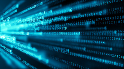 Data technology background. Big data visualization. Flow of data. Information code. Background in a matrix style. 4k rendering.