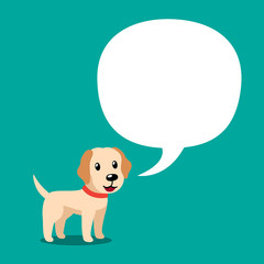 Vector cartoon character labrador retriever dog and white speech bubble for design.