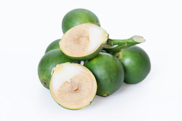 fresh betel nuts, Betel palm isolated on white background with clipping path