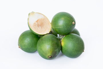 fresh betel nuts, Betel palm isolated on white background with clipping path