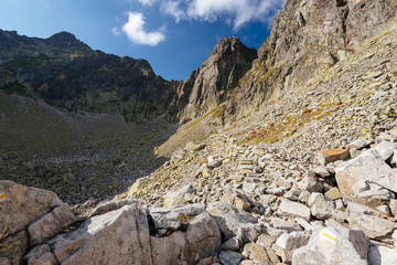 Hiking Trail in the High Tatra in the Valley of  Five Lakes in Poland