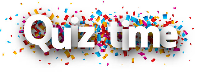 Quiz time poster with colorful confetti.