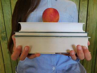apple, book, education, school