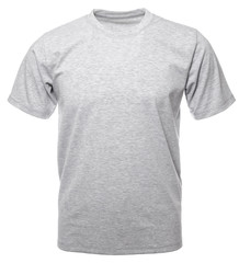Grey heathered shortsleeve cotton tshirt on invisible mannequin isolated