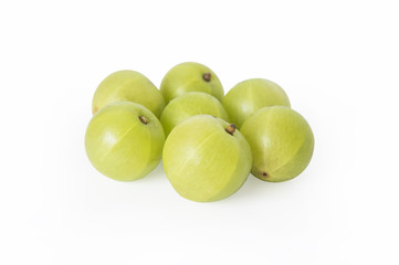 Indian gooseberry or Amla (Phyllanthus emblica) isolated on white background with clipping path
