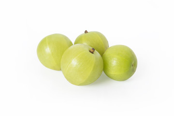 Indian gooseberry or Amla (Phyllanthus emblica) isolated on white background with clipping path