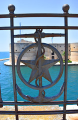 Italy, Puglia region, Taranto, Aragonese castle, 1486, view and details.