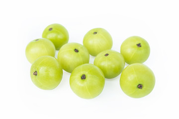 Indian gooseberry or Amla (Phyllanthus emblica) isolated on white background with clipping path