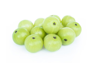 Indian gooseberry or Amla (Phyllanthus emblica) isolated on white background with clipping path