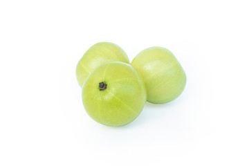 Indian gooseberry or Amla (Phyllanthus emblica) isolated on white background with clipping path