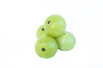 Indian gooseberry or Amla (Phyllanthus emblica) isolated on white background with clipping path