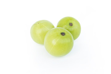 Indian gooseberry or Amla (Phyllanthus emblica) isolated on white background with clipping path