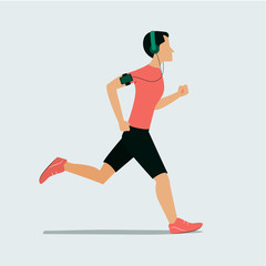 Running man. Vector illustration in flat style