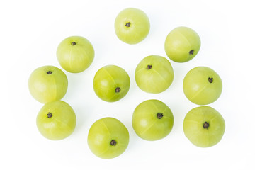 Indian gooseberry or Amla (Phyllanthus emblica) isolated on white background with clipping path