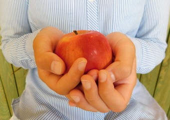 apple, hand, fruit, food, healthy
