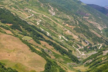 Obraz premium Scenic landscape view in Albanian mountain, Ohrid lake in the background.