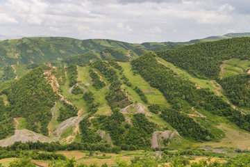 Gravel road in the Albanian mountains nearby Ohrid Lake.