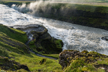 Scenic view of Gullfoss watrefall in the morning