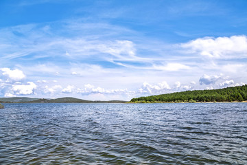 Beautiful landscape from inside a river.
