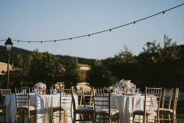 Wedding decoration on sunset