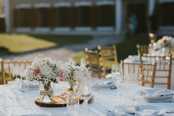 Wedding decoration on sunset