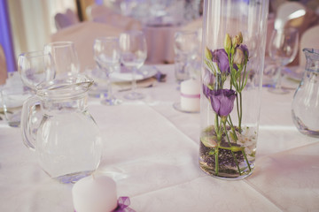Wedding decoration table in purple