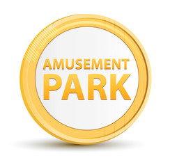 Amusement Park gold round button