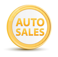 Auto Sales gold round button
