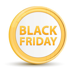 Black Friday gold round button