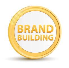 Brand Building gold round button