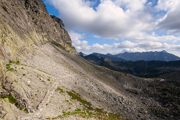 Hiking Trail in the High Tatra in the Valley of  Five Lakes in Poland