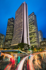 Fototapeta premium Nocna linia horyzontu w Shinjuku okręgu w Tokio, Japonia