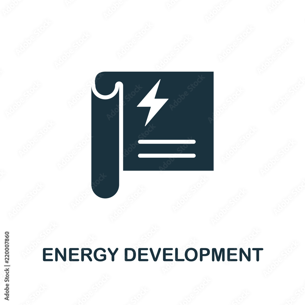 Poster energy development icon. monochrome style design from power and energy icon collection. ui. pixel pe