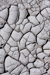 Texture, background of dry cracked earth ground. Global shortage of water on planet. Deep cracks in...