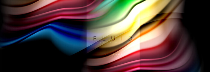 Rainbow fluid abstract shapes, liquid colors design, colorful marble or plastic wavy texture background, multicolored template for business or technology presentation or web brochure cover design
