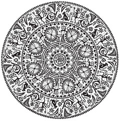 Monochrome round seamless ornament.