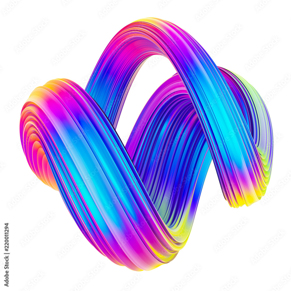 Poster fluid twisted shape trendy neon holographic colored design element
