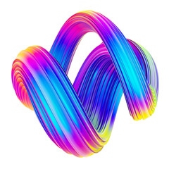 Fluid twisted shape trendy neon holographic colored design element