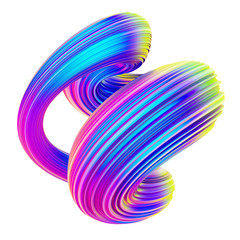 Fluid twisted shape design element with trendy holographic colors