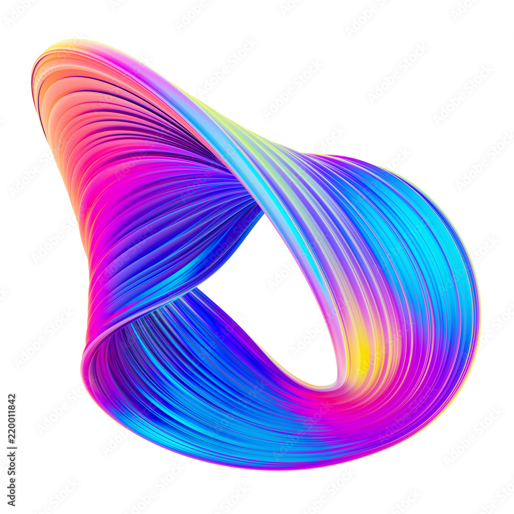 Poster holographic fluid abstract twisted 3d shape for your trendy design